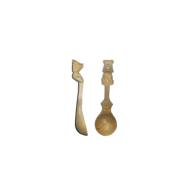 Löffel aus Holz der Sibirischen Zeder mit Bärchen, Handarbeit! ca. 13-14 cm